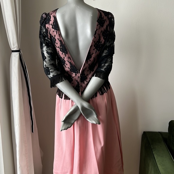 VINTAGE MIDI DRESS BLACK & PINK - Picture 5 of 12